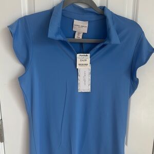 Laura Ashley Blue Polo Collar Blouse
